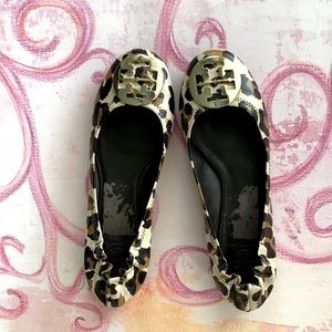 Tory Burch Reva leopard flats sz 9.5 EUC